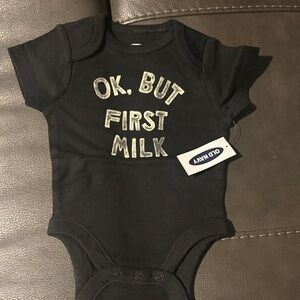 Old Navy Black Bodysuit with Fun Milk Print